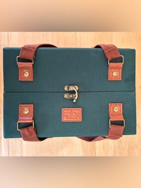 Medium Hunter Green Splay Tray w. Chestnut Brown Insert GUC